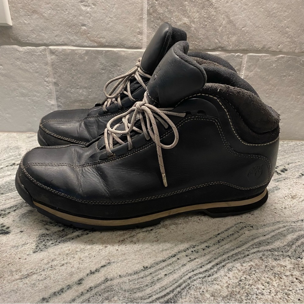 TIMBERLAND Mens size 12M Black Leather 85150 Hiking Lace Up Ankle Boots Shoes
